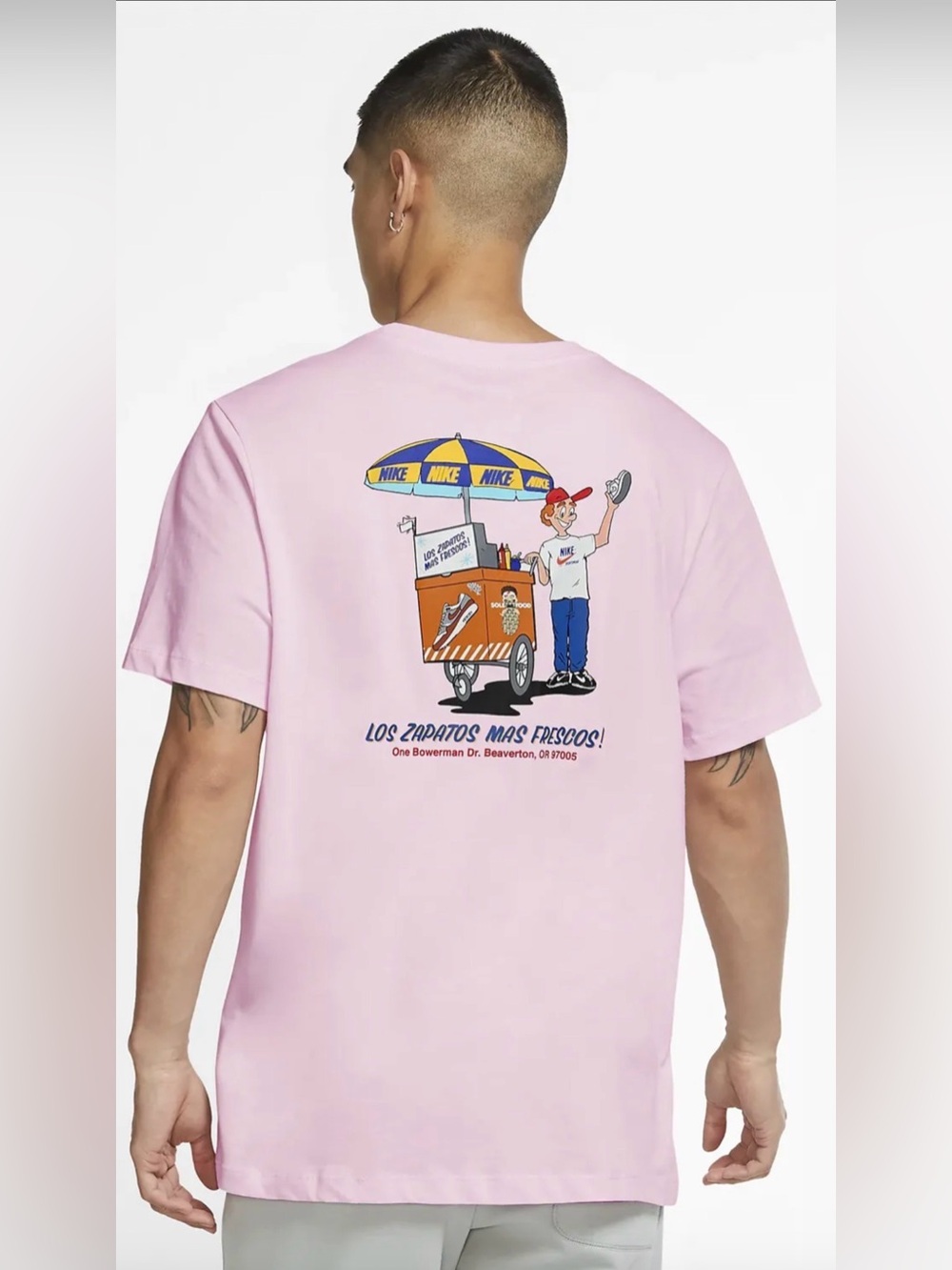 Nike Light Pink Short-Sleeve Tee with Colorful Graphic Sole Food Collab Medium